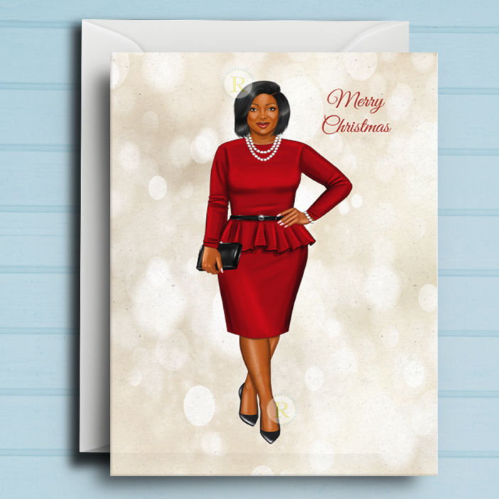 Black Woman L Christmas Card
